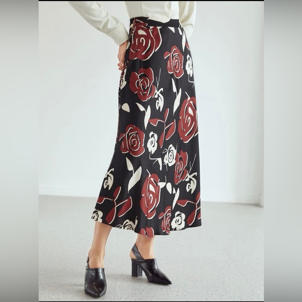 Shein MOTF premium viscose chain detail midi skirt M (6)